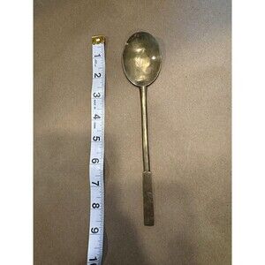 Vintage Brass Metal Spoon 9 in - Solid Handle, Unpolished, Reusable